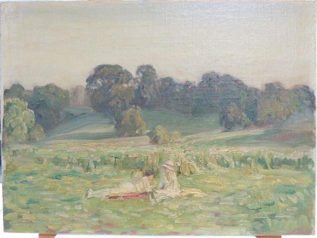 A rural picnic painted by artist Brian Hatton